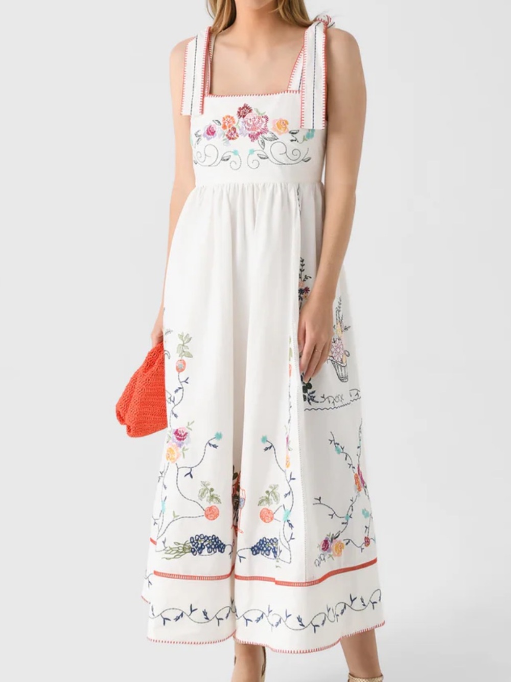 NWT Hunter Bell Women’s Stefy Steffy Embroidered Sun Dress Size 6 Tie Shoulder - Picture 2 of 16